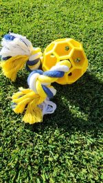 Rubber Soccer Ball Chew Toy with Tug Rope  -- Great for Active Dogs - Image 4